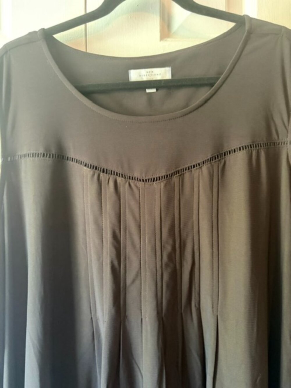 New Directions Curvy 3X Black Pleated Swing Tunic Top Stretch
